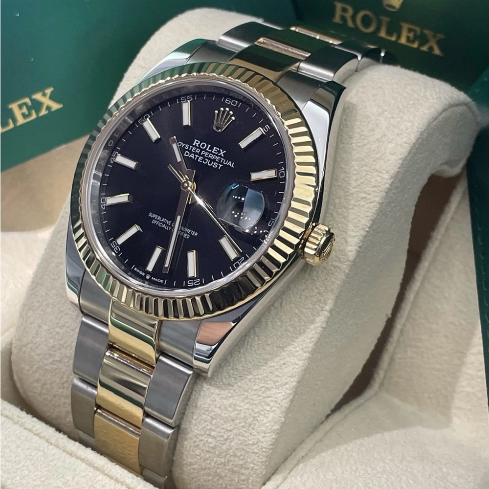Rolex Datejust Watch - Black and Gold